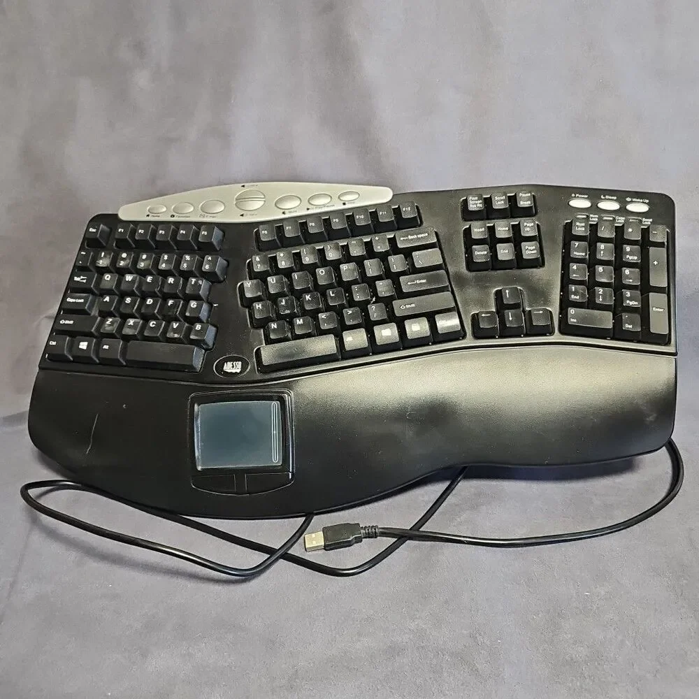 ADESSO PCK-308UB BLACK Wired Ergonomic Contoured Multimedia Touchpad Keyboard
